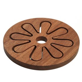 Ebony Solid Wood Round Petals Coasters Household Heat Pad