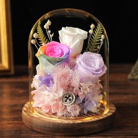 Valentine's Day Eternal Dried Flower Rose Glass Cover
