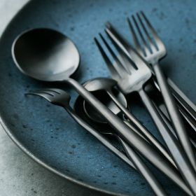Stainless Steel Knife And Forks Black Tableware Set