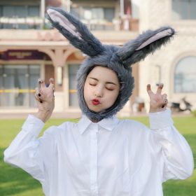 Gray Long-haired Rabbit Ears Headgear Hat Photo Props