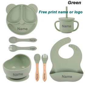 Baby Cutlery Baby Silicone Suction Cups Dining Plates Customized Name