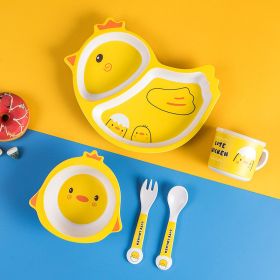 Bamboo Fiber Children's Tableware Set Cartoon Solid Food Bowl