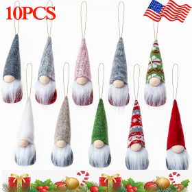 10PCS Christmas Gnome Ornament Handmade Hanging Santa Elf Doll Xmas Tree Decor