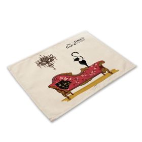 Animal Cat Heat Proof Mat Western-style Placemat Fabric Tableware