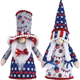 4th of July Gnomes Decorations for Home - 2 Pcs Handmade Swedish Tomte Gnomes Plush; Patriotic Gnomes for Memorial Day Decorations&Veterans Day&Indepe