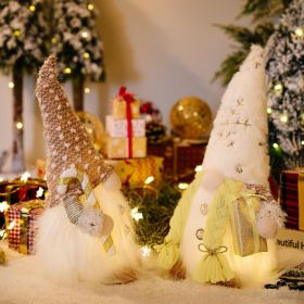 2Pack Sequin Christmas Gnomes Plush with LED Lighting Beard
