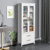 FCH MDF Spray Paint 2 Glass Doors 2 Pumping Bathroom Cabinet White