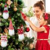 9PCS Christmas Gnome Plush Elf Dolls Handmade Faceless Dwarf Rudolph Pendants
