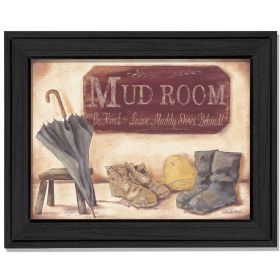 "Muddy Shoes" By Pam Britton, Printed Wall Art, Ready To Hang Framed Poster, Black Frame
