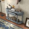 52" Retro Console Table with 2 Drawers and Open Shelf Entryway Sofa Table