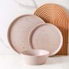 Jessica Stoneware 12-Piece Round Dinnerware Set, Taupe