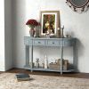 52" Retro Console Table with 2 Drawers and Open Shelf Entryway Sofa Table
