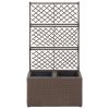 Trellis Raised Bed with 2 Pots 22.8"x11.8"x42.1" Poly Rattan Brown