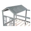 Full Size House Bed with Roof, Window and Drawer - Gray