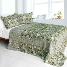 [Noble Garden] Cotton 3PC Vermicelli-Quilted Printed Quilt Set (Full/Queen Size)