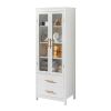 FCH MDF Spray Paint 2 Glass Doors 2 Pumping Bathroom Cabinet White