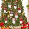 9PCS Christmas Gnome Plush Elf Dolls Handmade Faceless Dwarf Rudolph Pendants