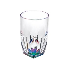 Designer Rainbow diamond Acrylic Drinking Glasses Hi Ball Set of 4 (17oz), Premium Quality Unbreakable Stemless Acrylic Drinking Glasses for All Purpo