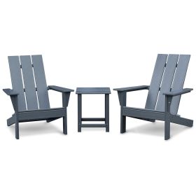 3Pcs Outdoor Adirondack Chairs,Patio Lawn Chairs with Side Table,for Deck Garden Backyard Balcony,Dark Grey