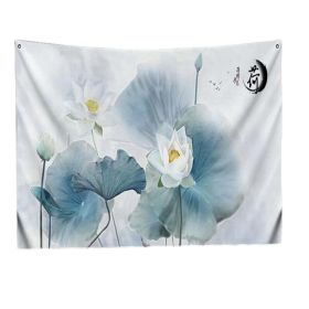 Chinese Painting Lotus Bedroom Tapestry TV Backdrop Wall Tapestry Living Room Tapestry Decoration; 39x51 inch