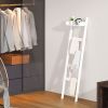 Blanket Ladder, 5 Tier Towel Racks with Shelf, Bamboo Blanket Holder, Decorative Blanket, Quilt, Towel, Scarf Ladder Shelves for Livingroom, Bedroom,