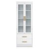 FCH MDF Spray Paint 2 Glass Doors 2 Pumping Bathroom Cabinet White