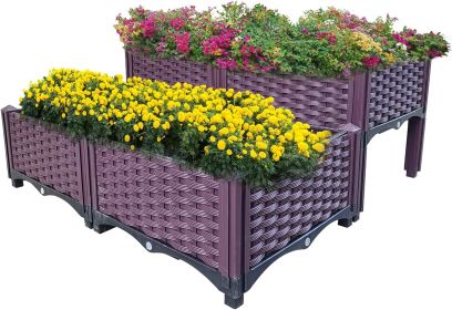 Plastic Raised Garden Bed 4 Piece Planter Grow Boxes Planter Care Box Kit for Outdoor Indoor Plants Elevated Garden Boxes Plant pots for Vegetables, S