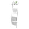 Blanket Ladder, 5 Tier Towel Racks with Shelf, Bamboo Blanket Holder, Decorative Blanket, Quilt, Towel, Scarf Ladder Shelves for Livingroom, Bedroom,