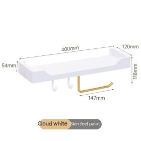 Punch-free Kitchen Bathroom Wash Basin Mirror Front Storage Rack Creative Roll Stand Hook Tissue Holder (Color: White)