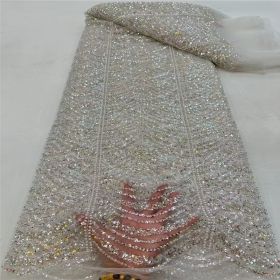 Wave Line Bead Tube Sequin Wedding Dress Lace Embroidery Lining (Option: 8style-Solid Color-5 Yards)