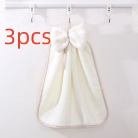 High Density Coral Velvet Bow Cute Hanging Hand Towel Absorbent (Option: 3pcs Beige-33x33)