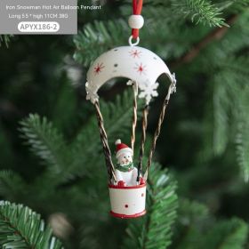 Nordic Iron Christmas Hot Air Balloon Parachute Pendant Creative Decorations Tree Charms Hangings (Option: Christmas Snowman 35G)