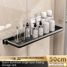 Wall-mounted Punch-free Foldable Storage Rack (Option: Black 50x13x3cm-Storage Rack)