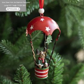 Nordic Iron Christmas Hot Air Balloon Parachute Pendant Creative Decorations Tree Charms Hangings (Option: Christmas Elk 35g)