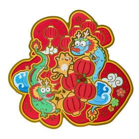Auspicious Window Flower Fuchun Dragon Year Creative Color New Year Door Sticker (Option: Fua)