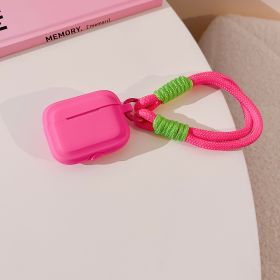 Contrast Color Lanyard Airpods Protection Silicone Earphone Case (Option: Rose Red Rose Green-AirpodsPro)