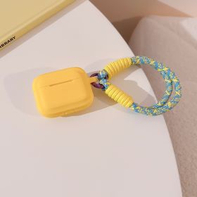 Contrast Color Lanyard Airpods Protection Silicone Earphone Case (Option: Yellow Yellow Blue Woven-AirpodsPro)