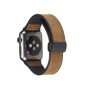 Magnetic Buckle Crazy Horse Grain Leather Suitable For Watch Band (Option: Crazy Horse Dark Brown-38mmto40mmto41mm)