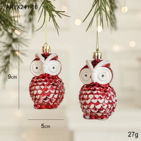 Christmas New Decorations Santa Claus Donut Camera Owl Red Shaped Decorative Small Pendant (Option: 2 Owl)