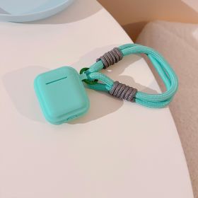 Contrast Color Lanyard Airpods Protection Silicone Earphone Case (Option: Mint Green Gray Green-Airpods 1to2generation)
