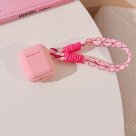 Contrast Color Lanyard Airpods Protection Silicone Earphone Case (Option: Pink Pink Rhombus Plaid-Airpods 1to2generation)
