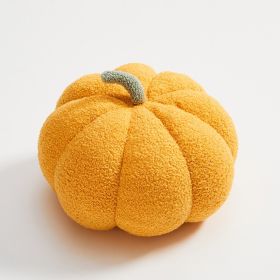 Nordic Pumpkin Round Pillow Plush Pillow Knitted Yarn (Option: Turmeric-28cm in diameter)