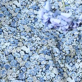 Small Blue Rose Floral 80 Pieces Flat Long Velvet Cotton Printed Fabric (Option: Small Blue Rose-1m)
