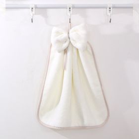 High Density Coral Velvet Bow Cute Hanging Hand Towel Absorbent (Option: Beige-33x33)