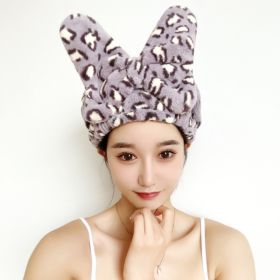 Household Dust Removal New Leopard Print Princess Hat Absorbent Quick-drying Hair Towel (Option: Lavender Purple-27x28cm)