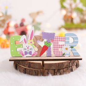 1pc Easter Bunny Gnome & Letter Design Ornament ; Easter Tabletop Wooden Decorations Signs; Cute Rabbit Gnome DIY Art Crafts; Home Decor; Easter Party (Color: Home Decor - Easter)