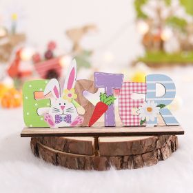 1pc Easter Bunny Gnome & Letter Design Ornament ; Easter Tabletop Wooden Decorations Signs; Cute Rabbit Gnome DIY Art Crafts; Home Decor; Easter Party (Color: Home Decor - Easter)