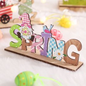 1pc Easter Bunny Gnome & Letter Design Ornament ; Easter Tabletop Wooden Decorations Signs; Cute Rabbit Gnome DIY Art Crafts; Home Decor; Easter Party (Color: Home Decor - Spring)