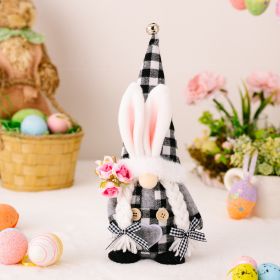 1pc; Easter Bell Rabbit Ear Hat Gnome Doll With Carrot; Easter Ornaments; Holiday Accessory; Birthday Party Supplies; Room Decor; Easter Gifts; Home D (Color: Black And White Plaid Female Rabbit)