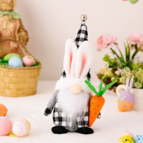 1pc; Easter Bell Rabbit Ear Hat Gnome Doll With Carrot; Easter Ornaments; Holiday Accessory; Birthday Party Supplies; Room Decor; Easter Gifts; Home D (Color: Black And White Plaid Male Rabbit)